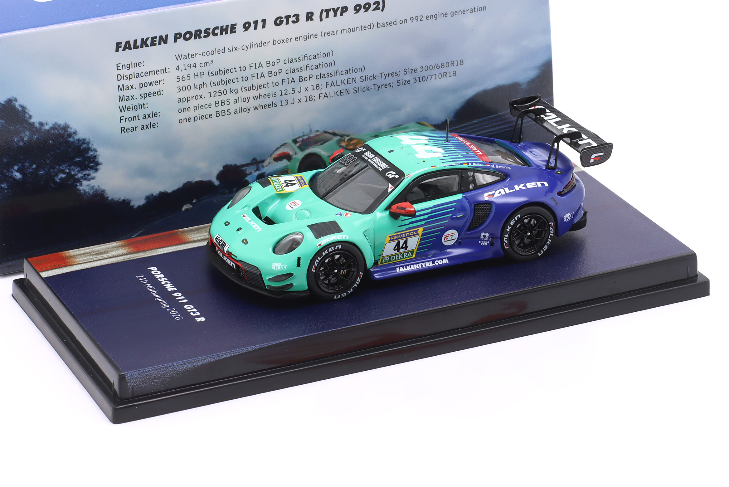 Porsche 911 (992) GT3 R #44 24h Nürburgring 2026 Falken Motorsports 1:64 Ixo